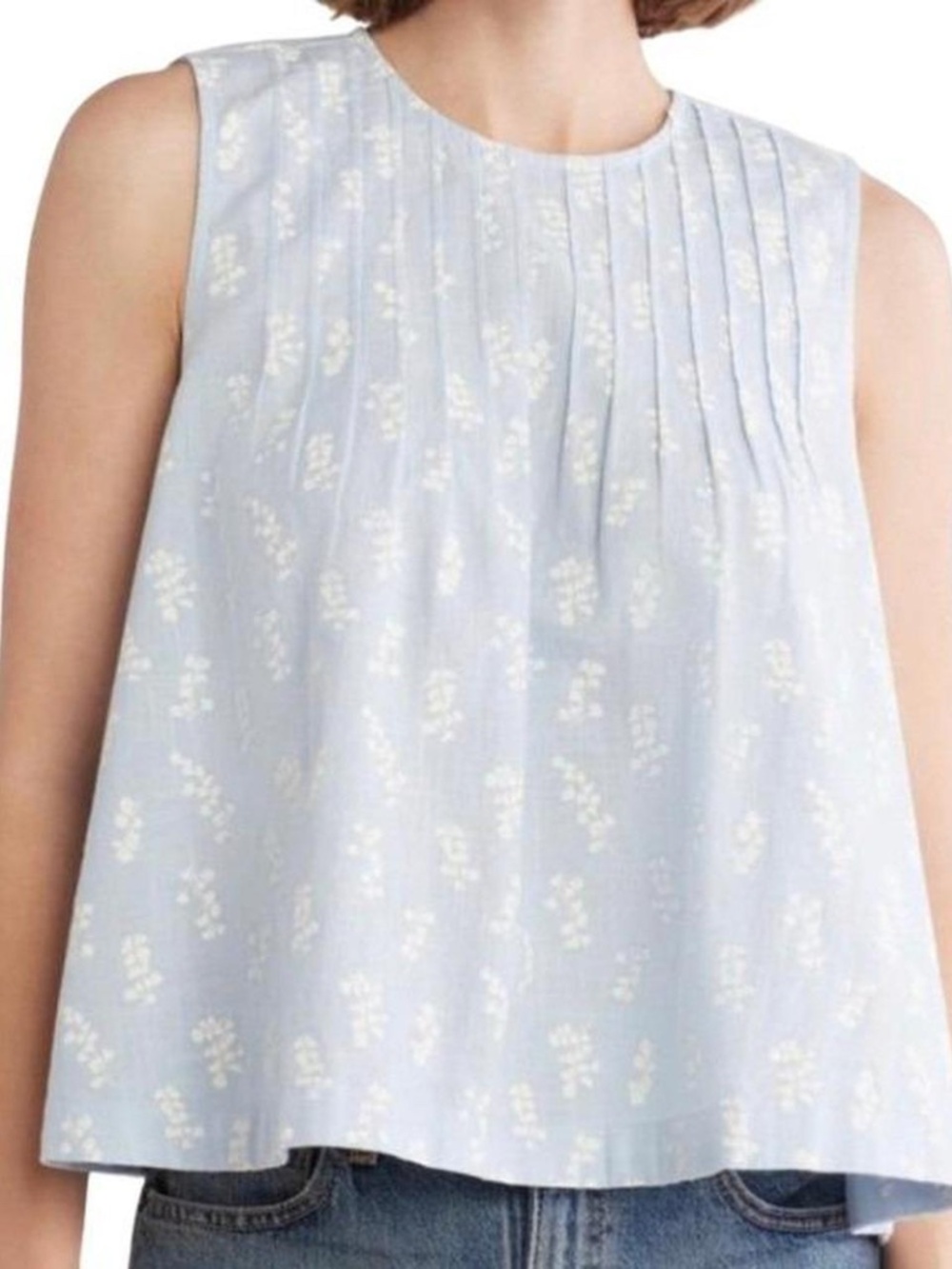 Melrose & Market Blue White Floral Swing Tank